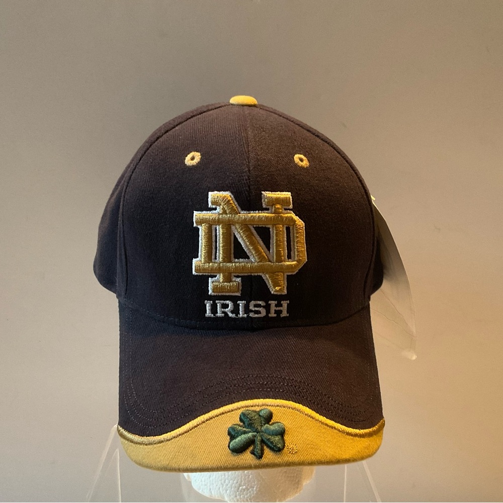 Notre Dame 6 Panel Cap Strap Back Shamrock Embroidered Navy/Gold
